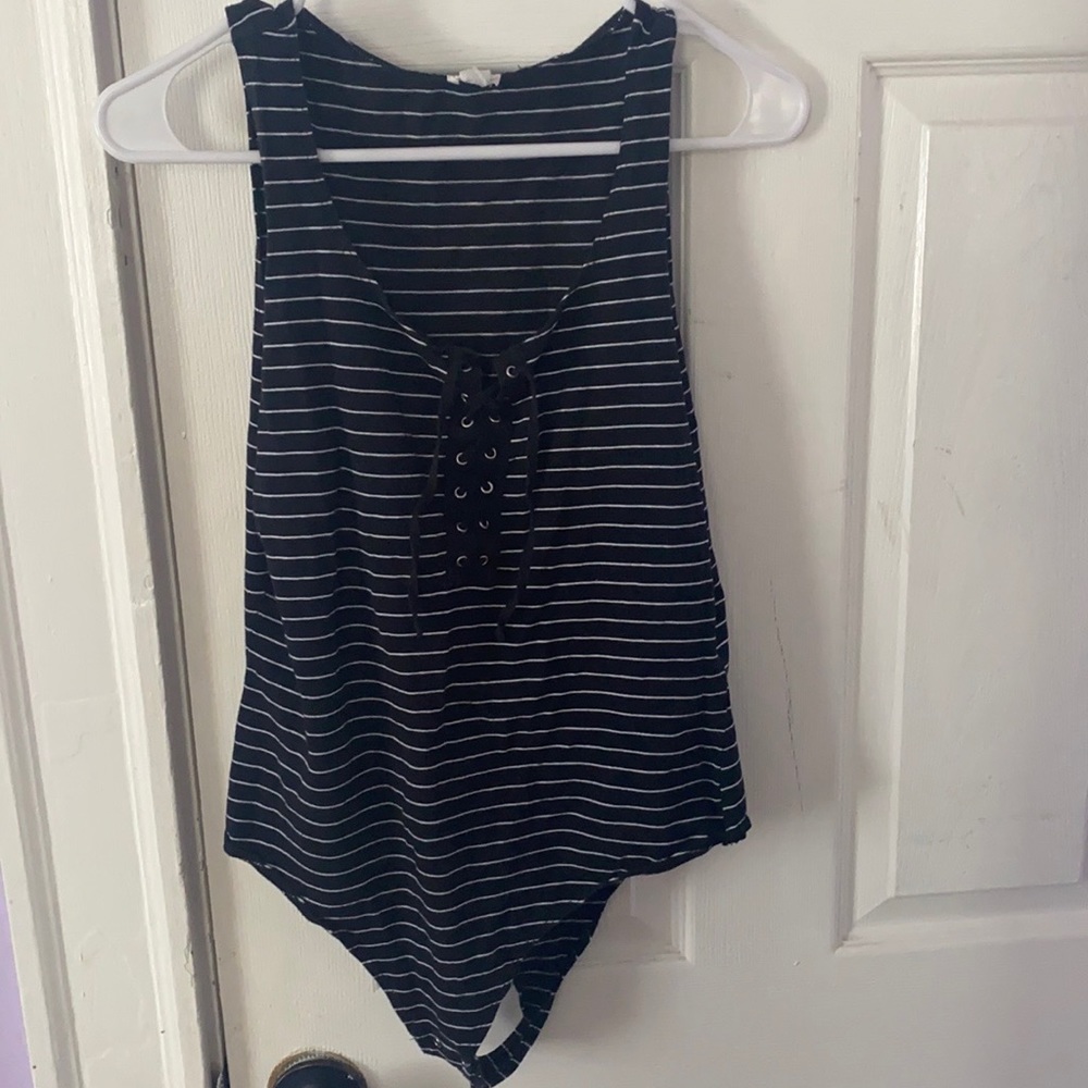 Black and White Stripped Bodysuit
